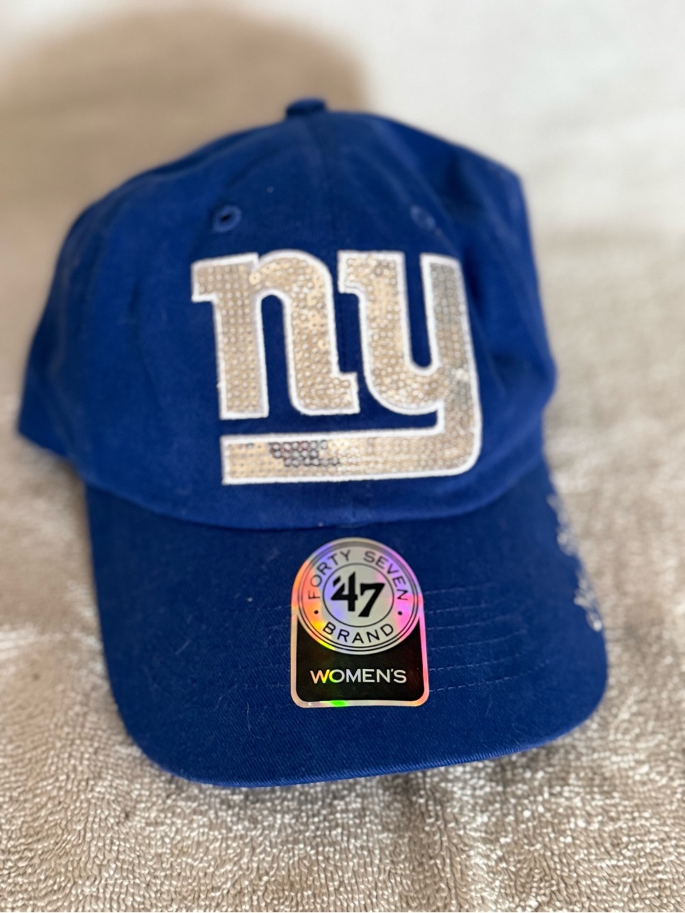 47 Women's NY Crystal Logo Baseball Cap - Blue with Silver Accents
